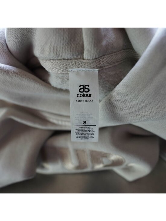 AS Colour Hoodie Mens S Beige FUD Embroidered Faded Relax Pullover Streetwear - Picture 5 of 9